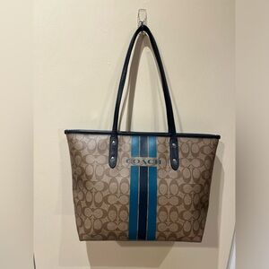 Coach Coach Varsity Stripe City Zip Tote Bag F38405 Canvas Tote Bag F38405